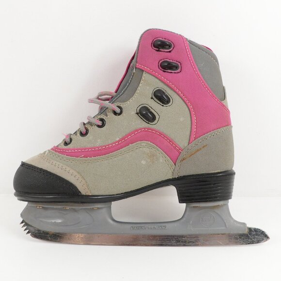 CCM Kids' Figure Ice Skates Size 2 Jamie Girl Pink Grey Butterfly Junior Lace-Up - Picture 7 of 15